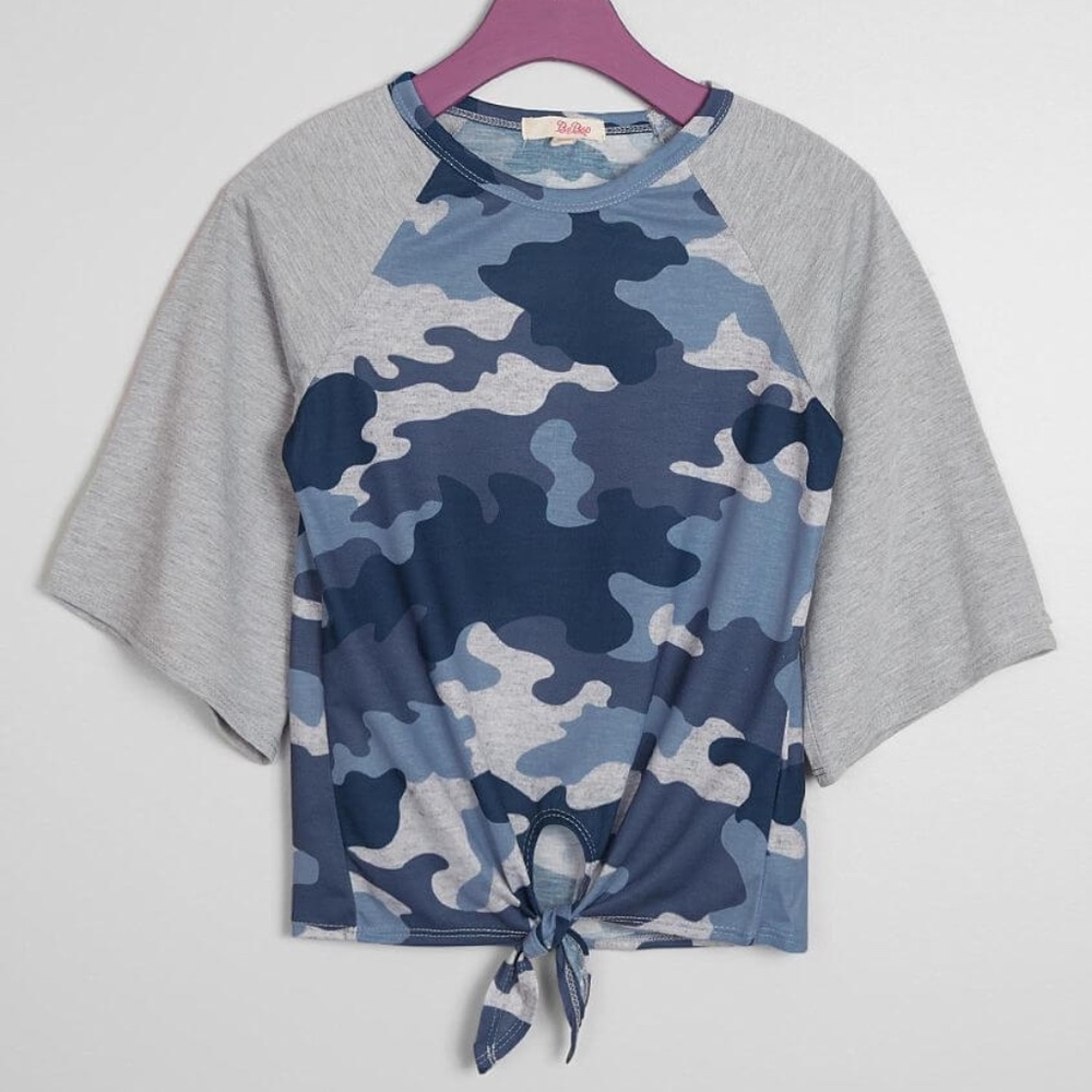 Camo front tie top